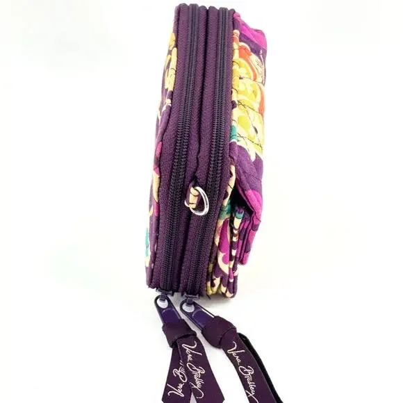 Vera Bradley Euro Wallet Plum Crazy Retired - No Strap - Picture 3 of 7